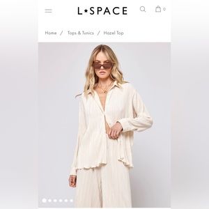 L Space Cream Button-Up Top, Size L